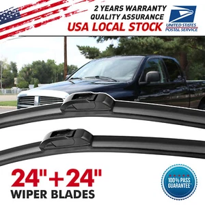 For Dodge Ram 1500 2002-08 Front Wiper Blades Set of 2 Replacement 24"+24" NEW - Picture 1 of 11