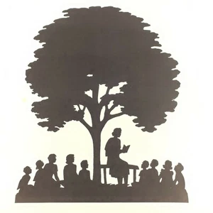 Poster vintage anni 50 Gedge Harmon Silhouettes stampa, scuola sotto un vecchio albero 17x23 - Foto 1 di 6
