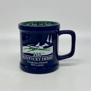 2002 Kentucky Derby 128th Run For The Roses Embossed Logo Blue Green Coffee Mug - Picture 1 of 6