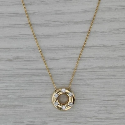 Tiffany Etoile .18ctw Diamond Dots Circle Pendant Necklace Box 18k Gold Platinum - Image 1 of 4