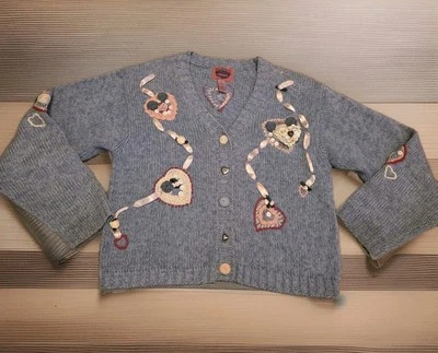 Suéter Cambridge Dry Goods Mujer Grande Vintage Botones Corazones Encaje Cálido  Foto 1 de 4