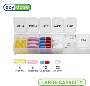 Caja de pastillas grande de grado médico y organizador 7 días AM PM estuche de pastillas 7 compartimentos - Imagen 1 de 2
