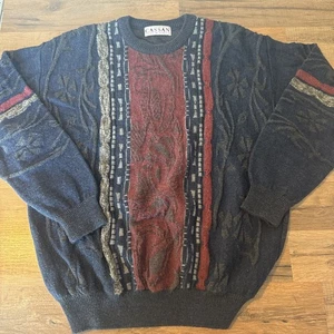 Cassan By Bueckle Retro VTG Y2K Textured Sweater Fits L Blue Alpaca Wool Blend - Picture 1 of 9
