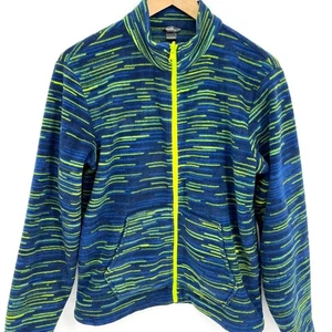 Eddie Bauer Niños Talla Grande (14/16) Tinte Espacial Cremallera Completa Vellón Azul Verde Neón - Imagen 1 de 10