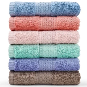 Face-Cloth Washcloths Set,100% Cotton, High Absorbent, 6-Pack 6 Colors, Size1... - Picture 1 of 7