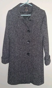Black/White classic Tweed PENDLETON Wool Blend Coat size 8P Flawless Condition - Picture 1 of 7