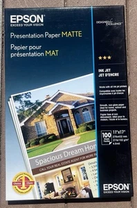 Epson Presentation Paper Matte Inkjet Printer 11" x 17" 100 Sheets NEW Sealed - Picture 1 of 2