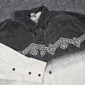 Vintage Brooks & Dunn Shirt Mens 2XL Black White Western Aztec Button Up 90s - Picture 1 of 12