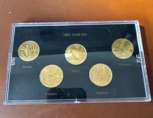 2003 D GOLD SET COMMEMORATIVE QUARTERS - 5 Coins - Picture 1 of 4