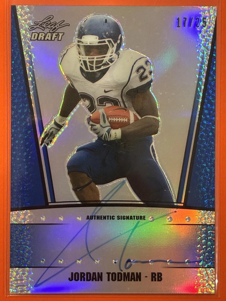 2011 Leaf Metal Draft Jordan Todman Rookie Auto Prismatic Blue /25 RC #RC-JT1 - Image 1 of 2