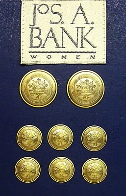 JOS A BANK replacement buttons 8 gold/silver 2-tone solid metal Good Used Cond. - Image 1 of 4