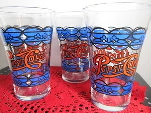 4 vidrieras Pepsi-Cola Script Tiffany estilo acampanadas ¡En muy buen estado!! - Imagen 1 de 8