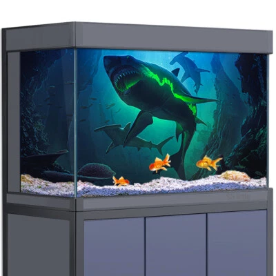 Aquarium Background Sticker, Black Shark Fish Tank Decorations Poster - Image 1 of 4