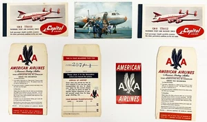 1954 CAPITAL AIRLINES Quittungen mit amerikanischen Ticketjacken, Postkarte + Sticker - Bild 1 von 12