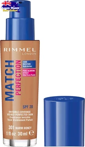 Rimmel London Match Perfection Foundation 30ml Warm Honey #301 - Picture 1 of 12