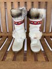 Vintage Tecnica Goat Fur Boots Ski Size  EU 36 White Southwest Tassel Women's