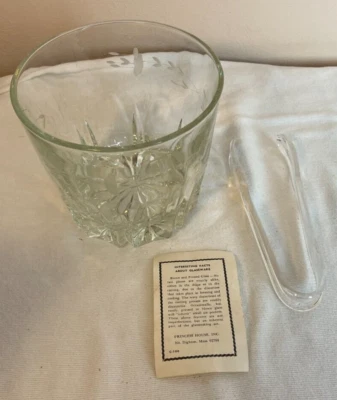 Cubo de hielo de vidrio transparente con pinzas de plástico (pequeñas astillas en pinzas) 5 1/2" de diámetro Foto 1 de 4