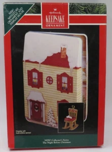 Mini casa de colección 1992 Hallmark The Night Before Christmas exhibición de hojalata prensada - Imagen 1 de 15