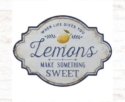 Letrero de pared de metal limones "Cuando la vida te da limones haz algo dulce" cocina Foto 1 de 3