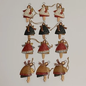 Flat Metal Angel Christmas Ornaments Pendants Hanging Tree Home Decoration 12 - Picture 1 of 10