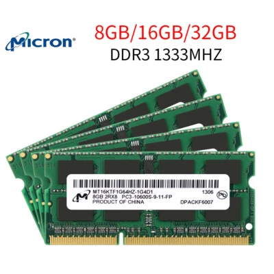 Micron 32GB 16GB 8GB 4GB DDR3 1600MHz / 1333MHz SO-DIMM 204Pin Laptop RAM LOT AU - Image 1 of 4