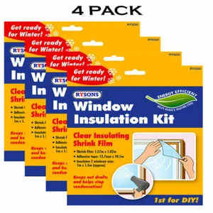 1-5PK WINDOW INSULATION KIT CLEAR SHRINK FIT DOUBLE GLAZING FILM DRAUGHT EXCLUDE - Picture 1 of 53