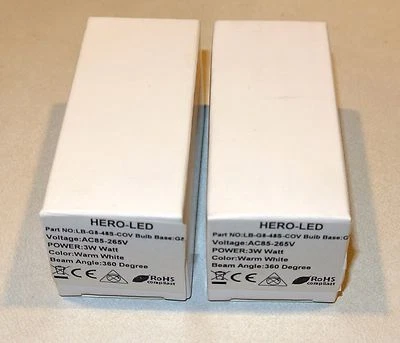 HERO-LED LB-G8-48S -COV 3w ~ AC-85-265V Warm White Color 360° 2 Pieces FREE SHIP - Image 1 of 2