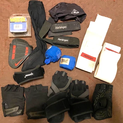 20 Harbinger, Everlast Gimnasio Entrenamiento Correa de Rodilla, Guantes, Accesorios para Codo Foto 1 de 4