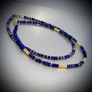NEU MIT ETIKETT ANNA BECK 18K VERGOLDET STERLINGSILBER LAPISLAZULI HALSKETTE 14" Länge - Bild 1 von 5