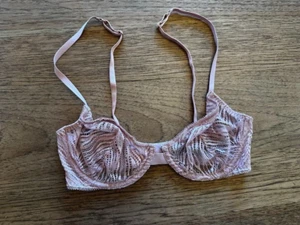 Victoria's Secret Dusty Rose Lace 32C Very Sexy Unlined Demi Bra VS Adjustable - Picture 1 of 2