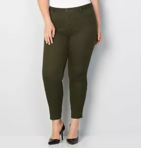 New Avenue Denim Butter Soft Stretch Skinny Jeans OLIVE Plus Sizes 22 26 - Picture 1 of 6