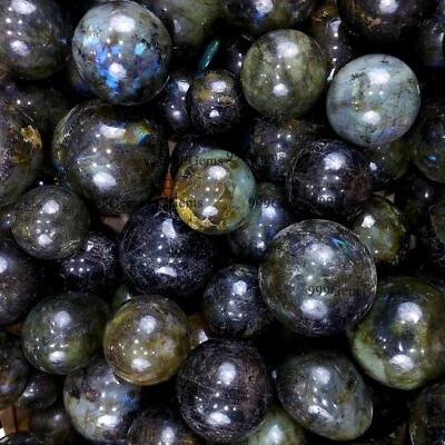 1 Kg Venta al por mayor AAA Natural Multi Fuego Labradorita Cristal Esfera Curación 40-90mm Foto 1 de 4