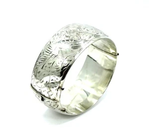Antique CANADA M-F Doris Lawson Sterling Silver Floral Filigree Bangle Bracelet - Picture 1 of 8