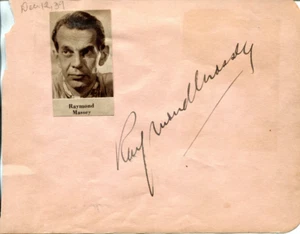Raymond Massey Autographed / Signed Album Page (JSA) - Imagen 1 de 1