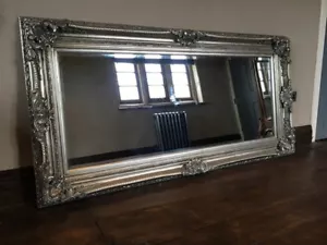 Antique Silver Ornate Large Statement French Leaner Dress Floor Wall Mirror 7ft - Picture 1 of 5