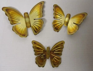 Homco Vintage MCM Metal Colgante Mariposas Cobre Latón Arte de Pared Decoración 3 piezas - Imagen 1 de 3