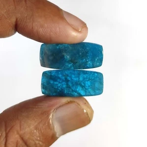 2 Piezas 22.70 Cts Natural Rectángulo Azul Apatita Único Cabujón 24x10x3 MM - Imagen 1 de 7