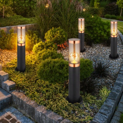 Sockelleuchte Außen Stehleuchte Standlampe Gartenleuchte Edelstahl rauch 4er Set - Bild 1 von 4