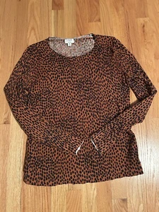 J. Crew Factory Sweater Women's Teddie Cheetah Pullover Crew Neck Size M. - Picture 1 of 4