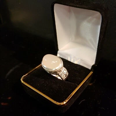 Anillo de plata de ley con un bonito cabujón color marfil! (talla 6,75, 16,83 g)RK-98 Foto 1 de 4