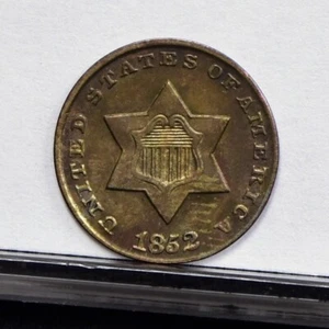 1852 Three Cent Silver 3CS - AU Details, Toned (#58995-L) - Picture 1 of 8