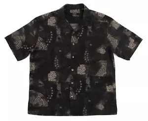 Y2K Axis LA Camp Shirt Mens Large Gray Dark Paisley Patchwork Street Goth Indie - Picture 1 of 11
