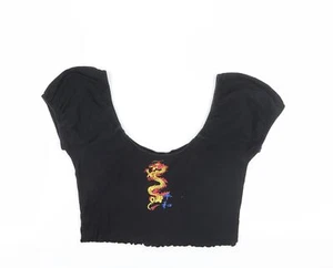 Urban Outfitters Black Cropped T-Shirt Women M - Picture 1 of 12