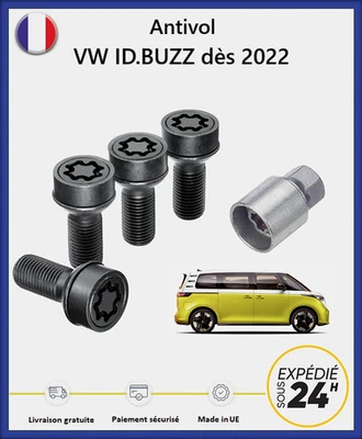Ecrous antivol de roues noir haute sécurité VW ID.BUZZ dès 2022 (2 douilles) - Photo 1/4