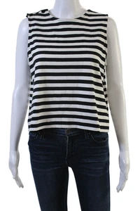Rag & Bone Womens Cropped Striped Black Cotton Tank Sleeveless Crew Neck Size S - Picture 1 of 6