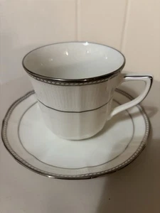 Noritake Adrianna Cups And Saucers(6) silver and white China - Picture 1 of 5