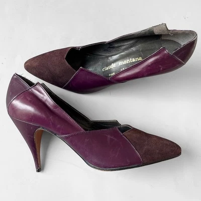 Stiletto Claude Montana Stephane Kelian Años 80 De Colección 7.5 Cuero Geométrico Francia Foto 1 de 4