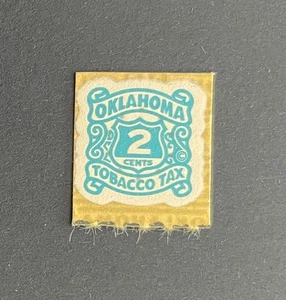 Oklahoma State Revenue - 2 Cent blauer Tabak (Zigarette) Steuermarke #T56a - postfrisch - Bild 1 von 1