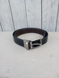 Levis Faux Leather Belt Youth Size L 30/32 Silver Buckle Solid Black Classic - Picture 1 of 5