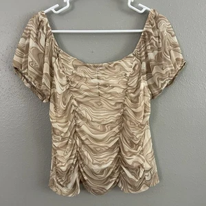 No Boundaries Rüschen Netz Puffärmel Top Gr. L Retro Boho 90er Y2K Neutral Fee - Bild 1 von 7